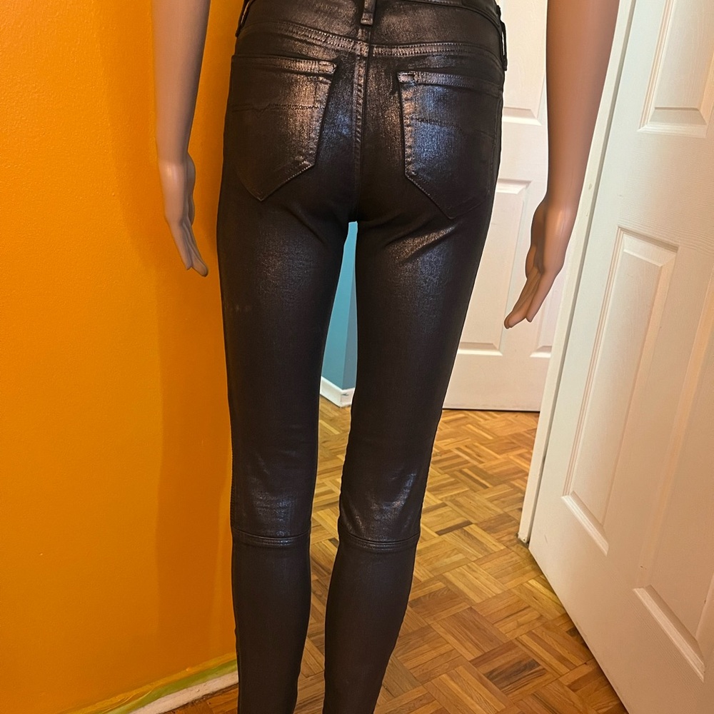 Diesel SKINZEE moto jeans sz 24 - Skinny coated silver denim - Picture 5 of 8